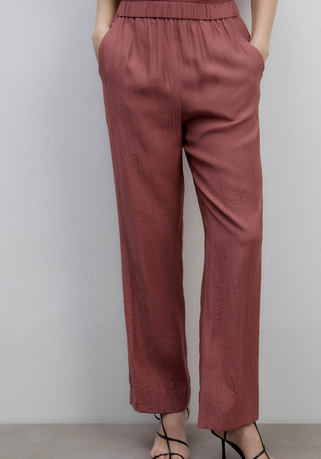 Sfera Wrinkle-Effect Trousers - Pink Acid 2 Shaws Department Stores