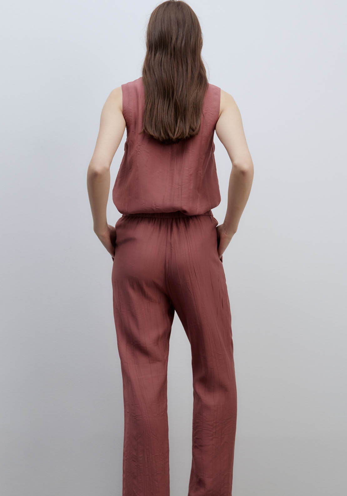 Sfera Wrinkle-Effect Trousers - Pink Acid 5 Shaws Department Stores