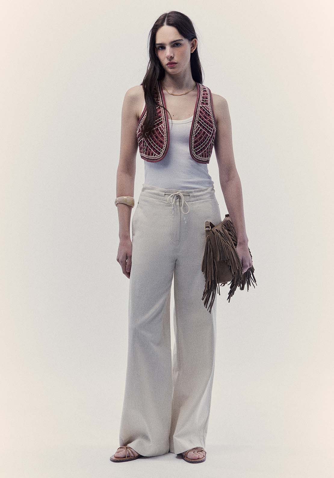 Sfera Linen Twill Trousers - Ecru 5 Shaws Department Stores