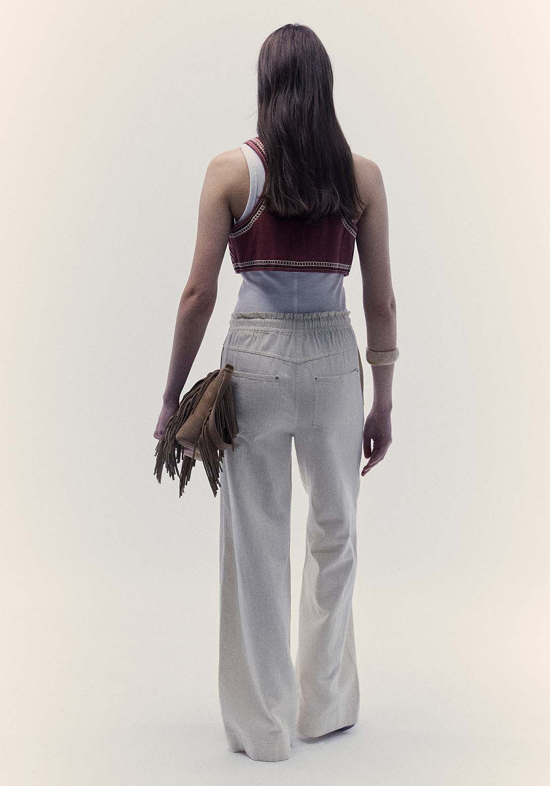 Sfera Linen Twill Trousers - Ecru 2 Shaws Department Stores