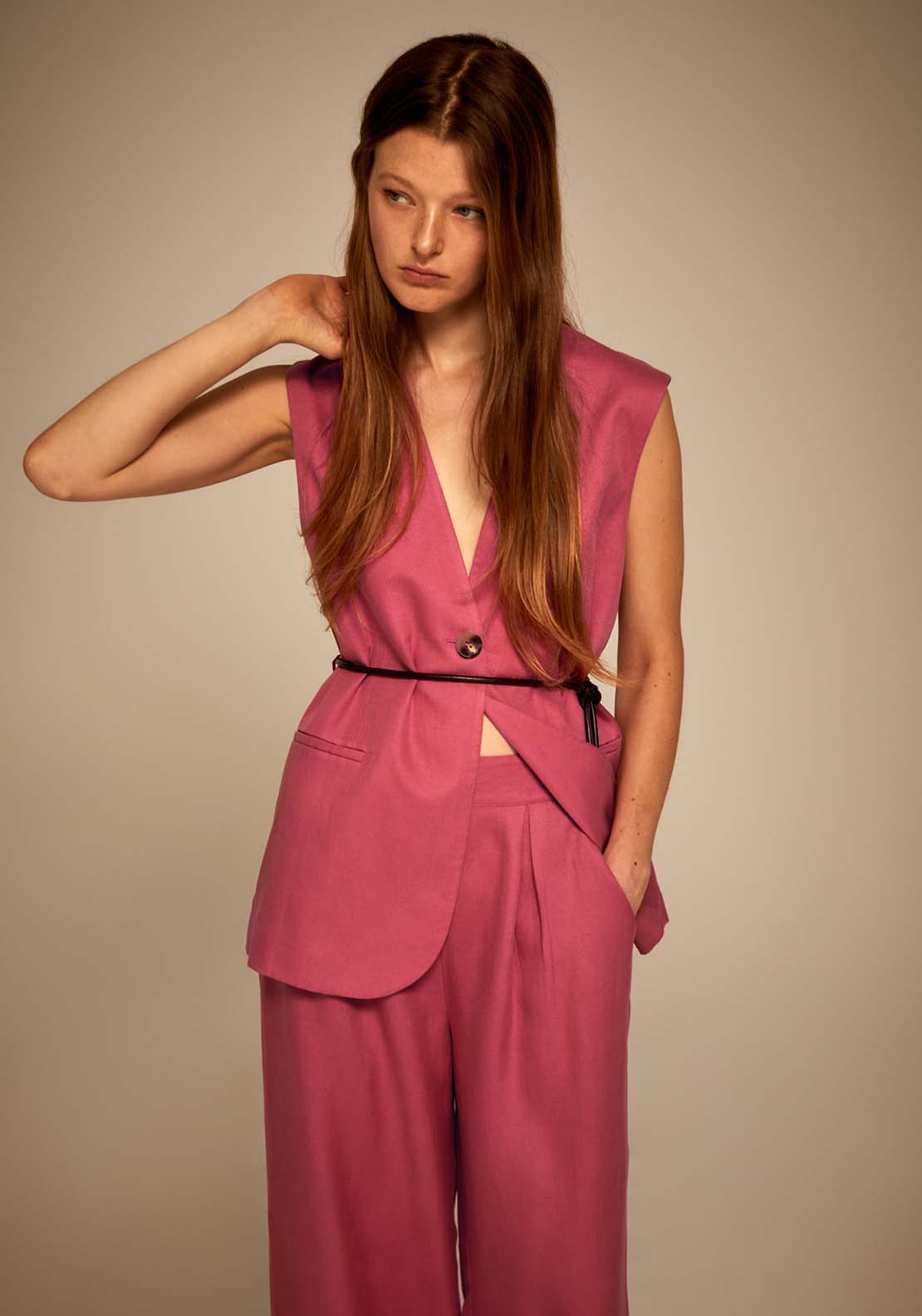 Sfera Tencel-Linen Wide-Leg Trousers - Pink Acid 4 Shaws Department Stores