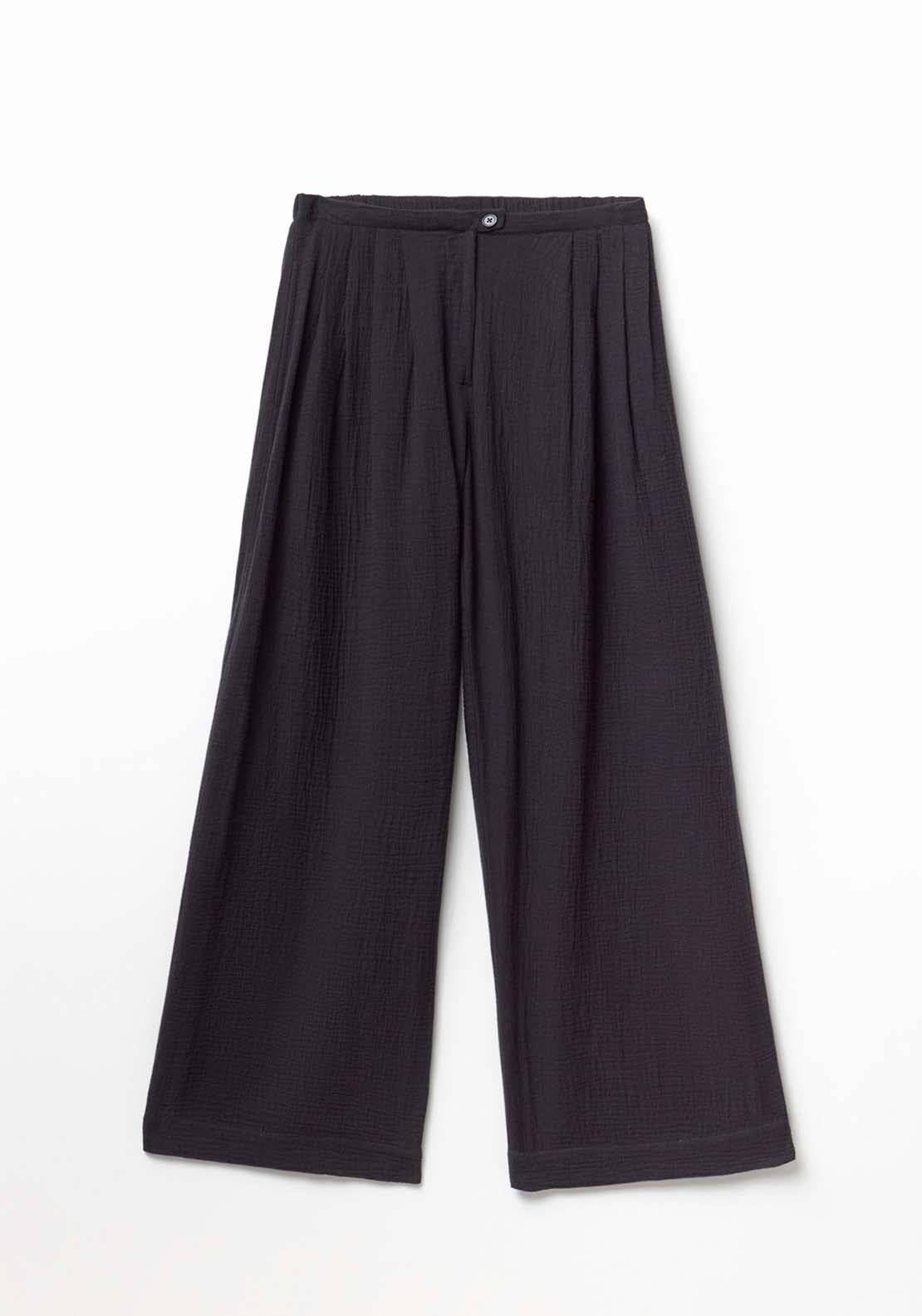 Double Chiffon Palazzo Trousers - Black