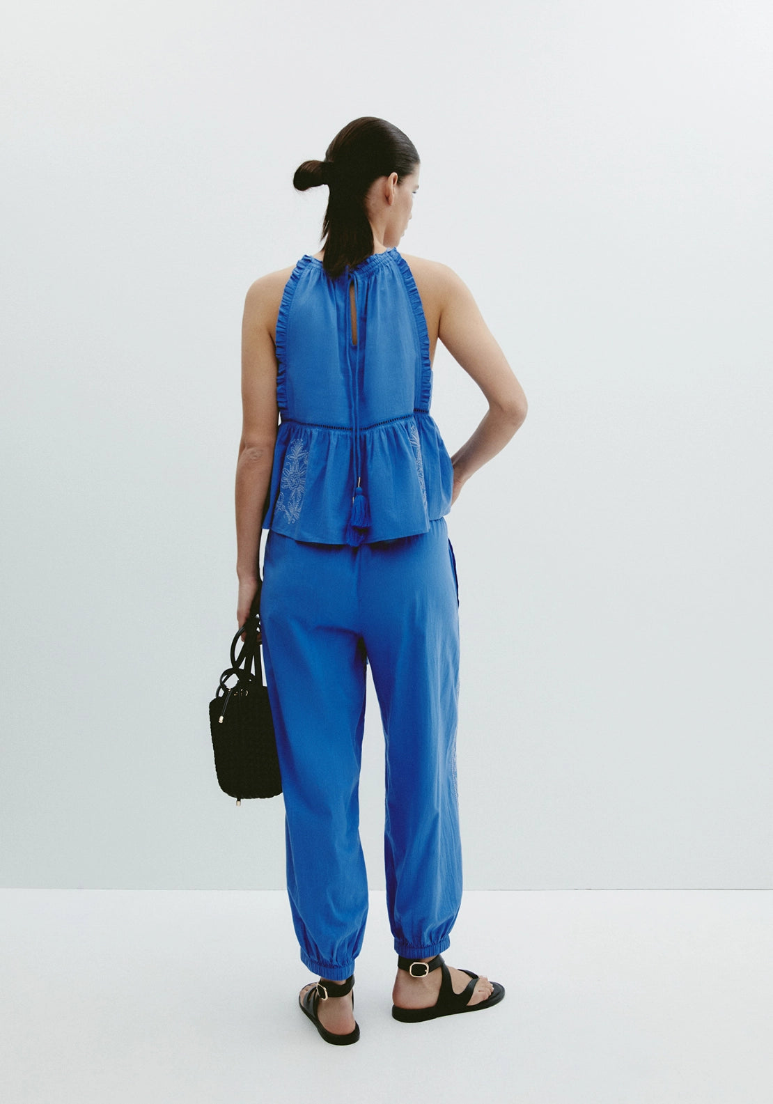 Embroidered Harem Trousers - Blue