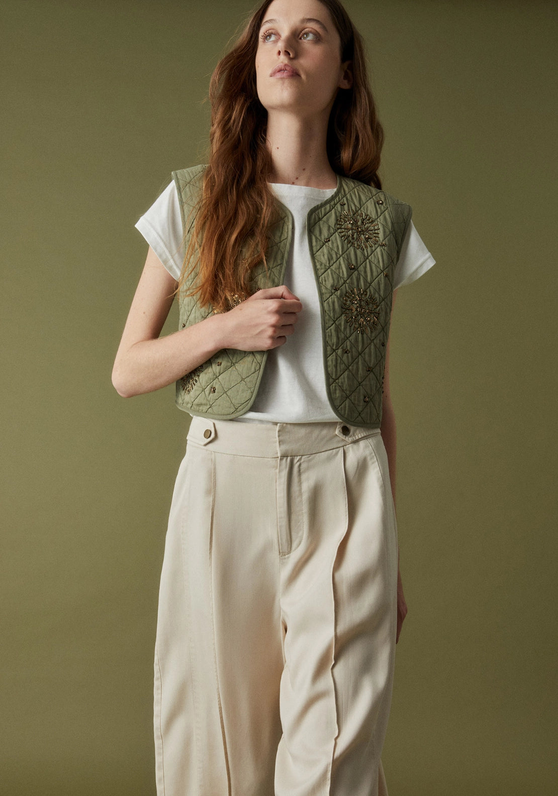 Flowy Wide Leg Trousers - Cream