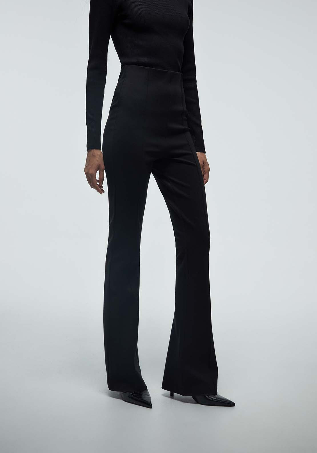 Plain Flared Leggings - Black