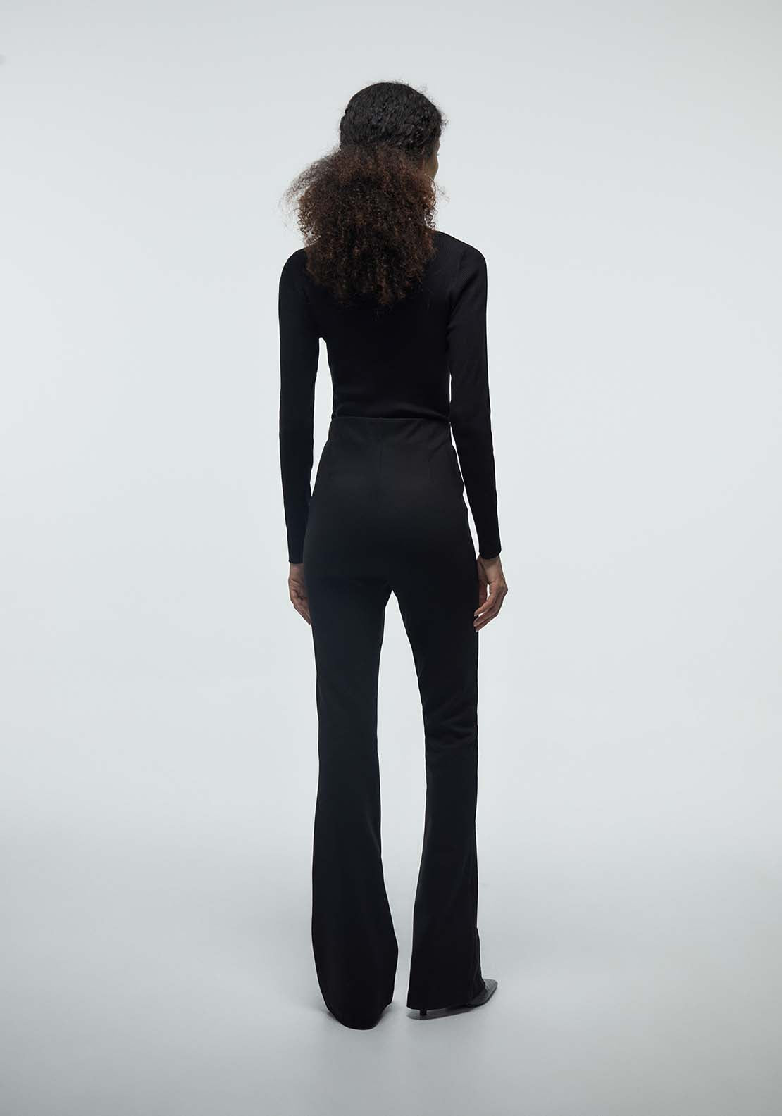 Plain Flared Leggings - Black