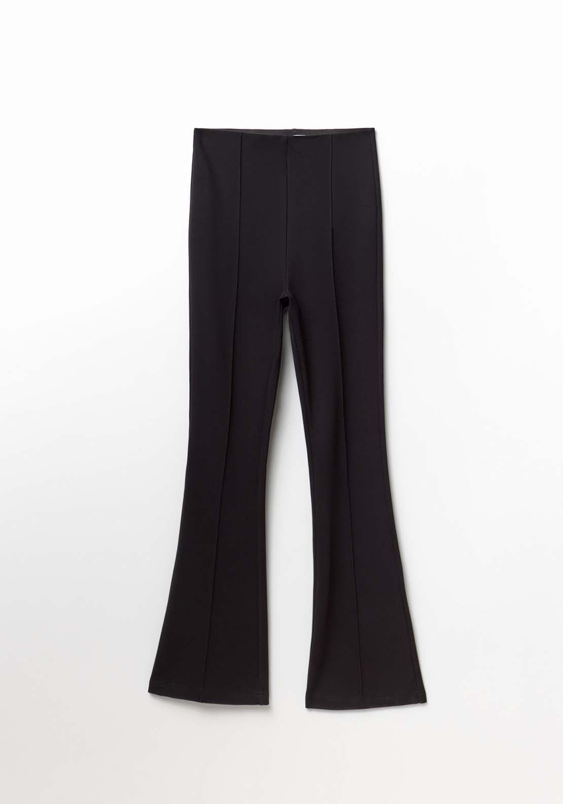 Plain Flared Leggings - Black