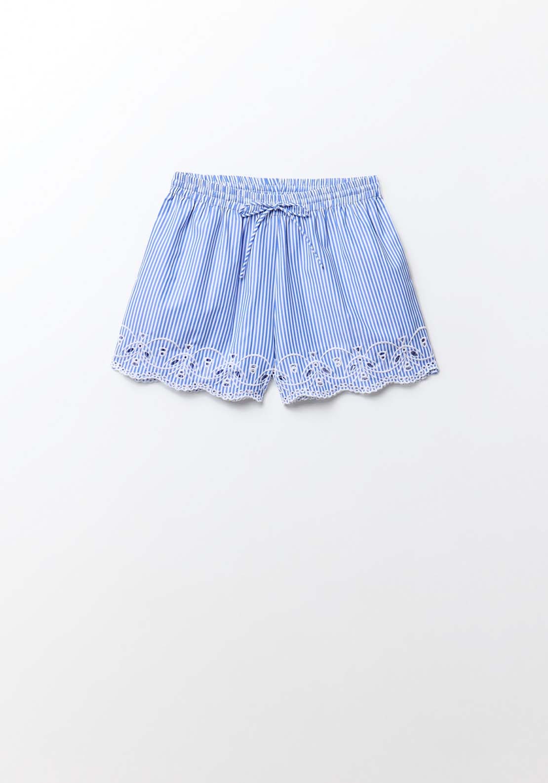 Embroidered Shorts - Blue