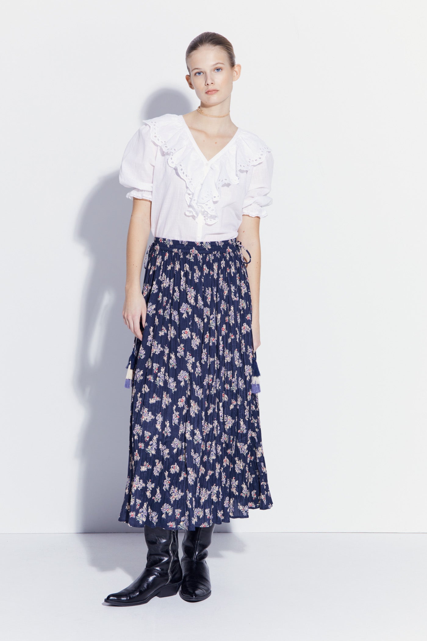 Sfera Long printed skirt 1 Shaws Department Stores