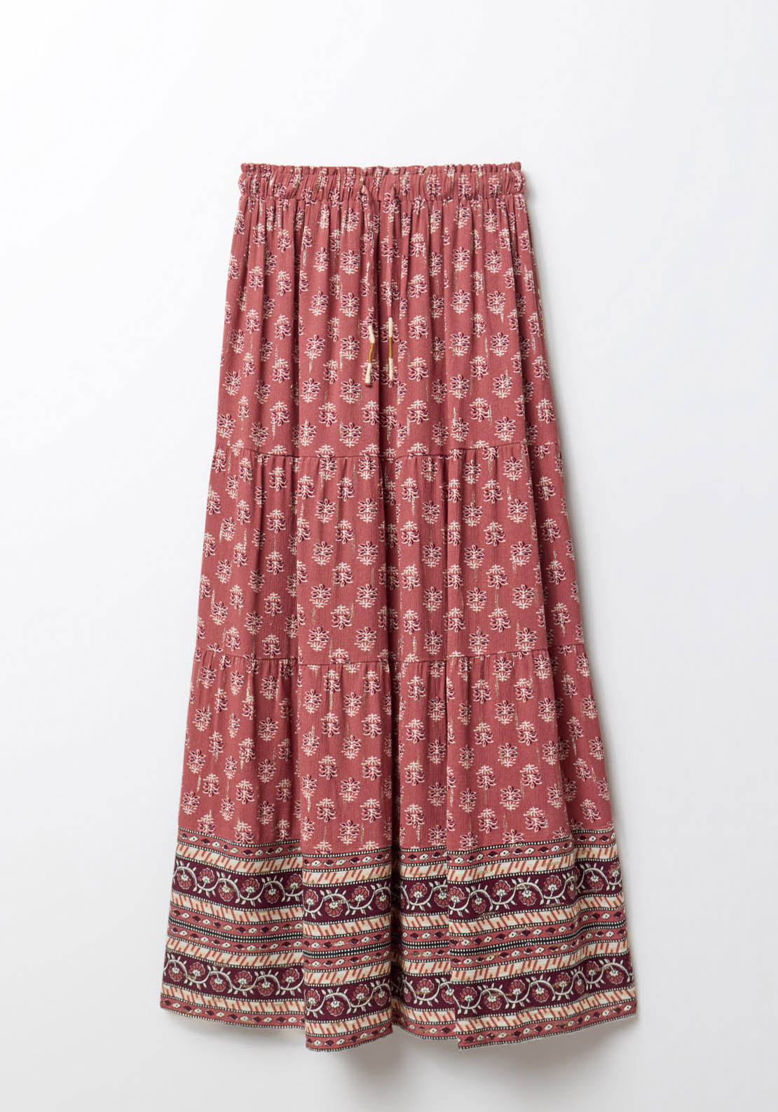 Sfera Bambula And Lurex Skirt - Burgundy 5 Shaws Department Stores