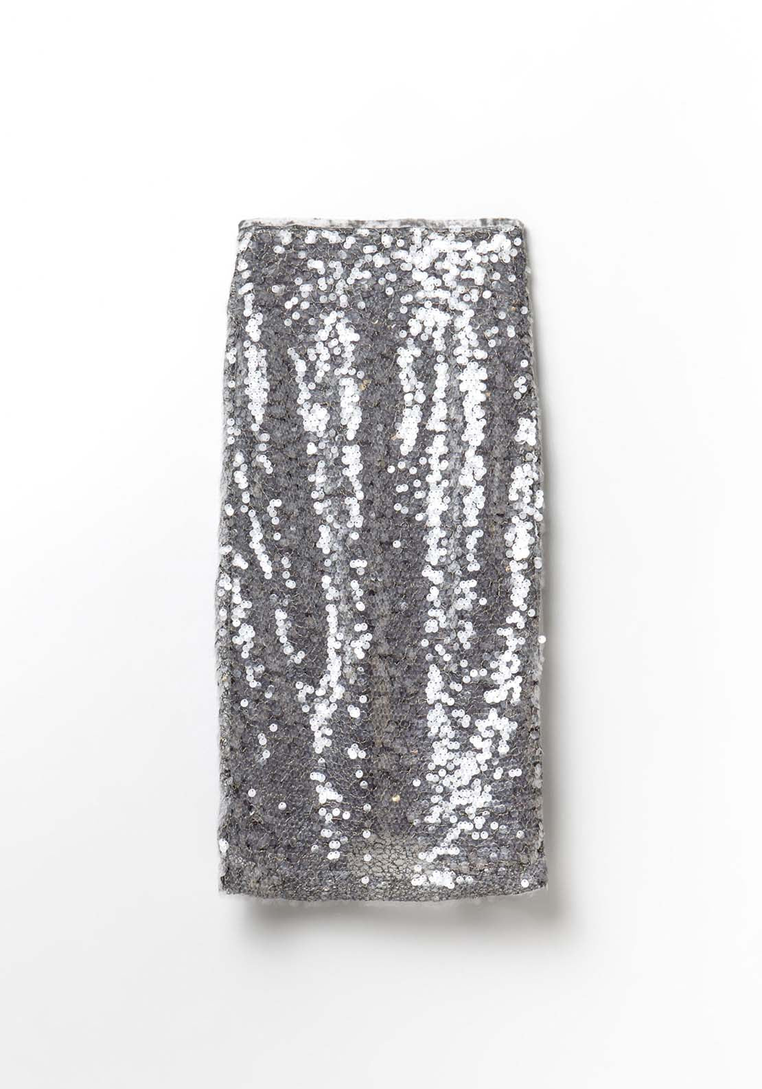 Sequined Midi Skirt - Grey