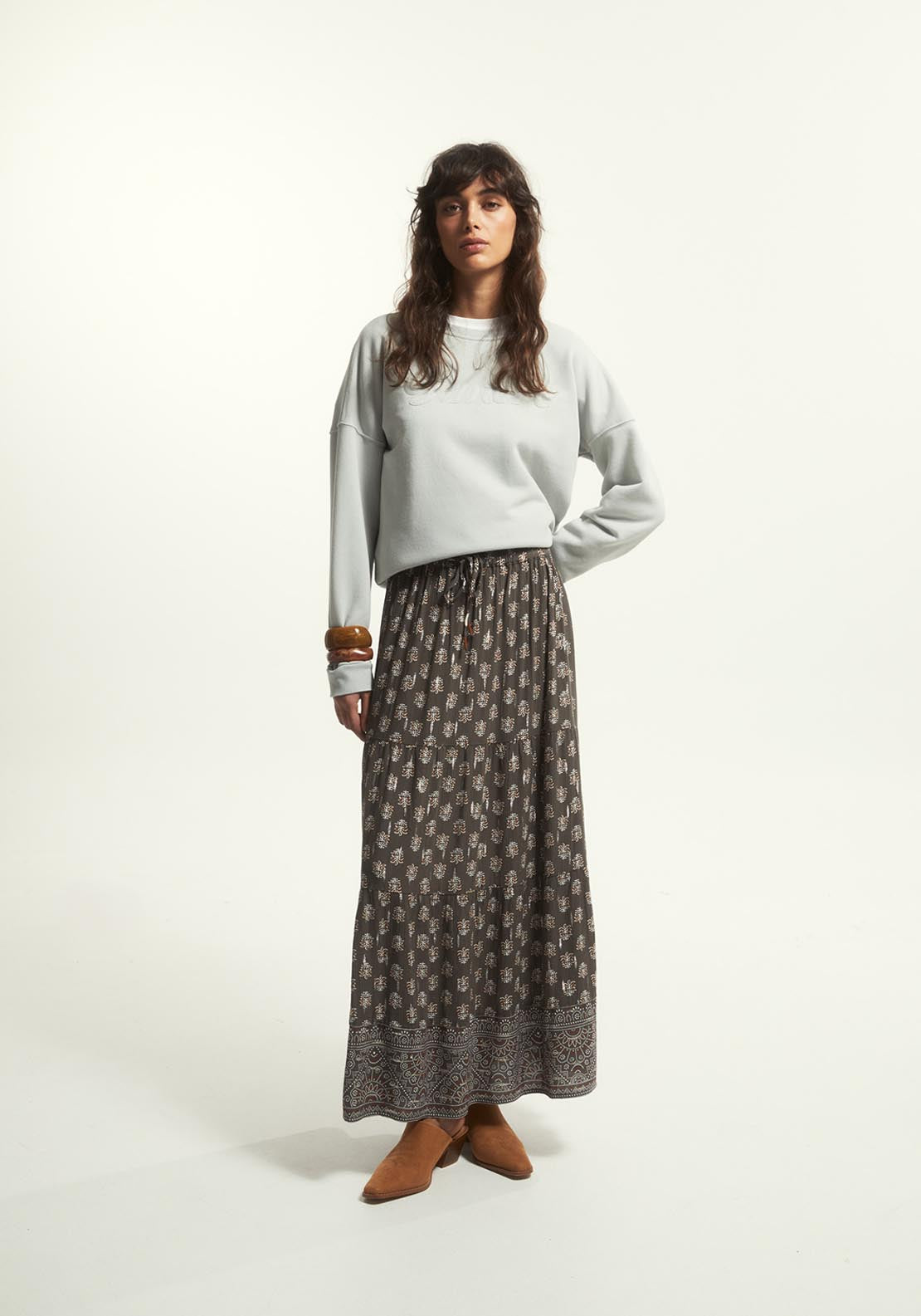 Printed Lurex Skirt - Green