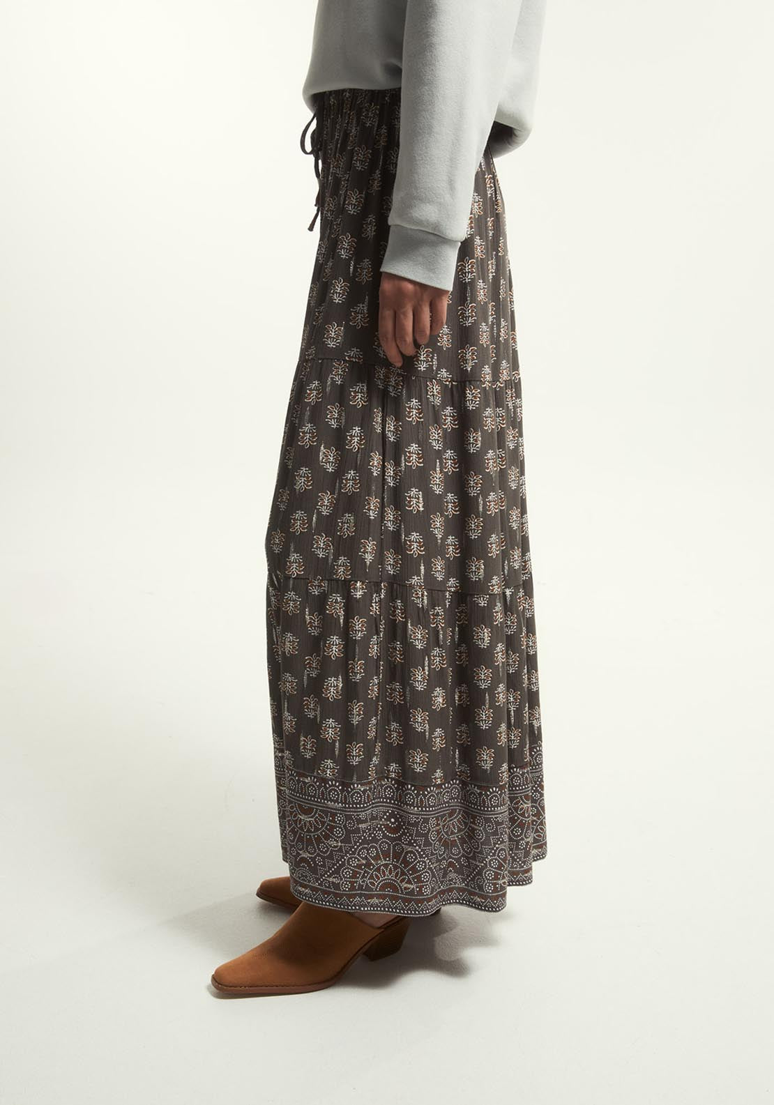Printed Lurex Skirt - Green