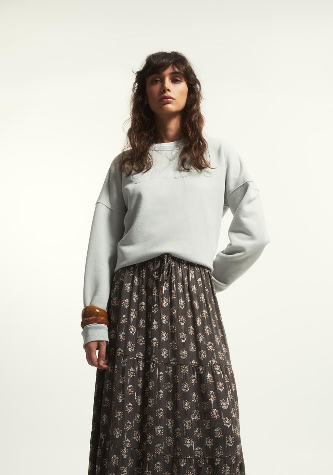 Printed Lurex Skirt - Green