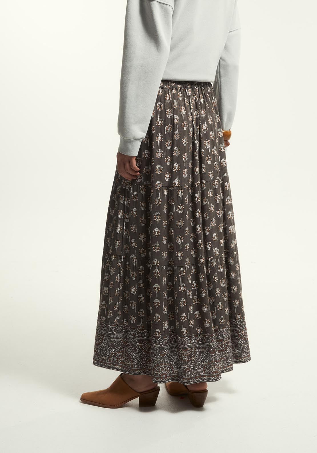 Printed Lurex Skirt - Green