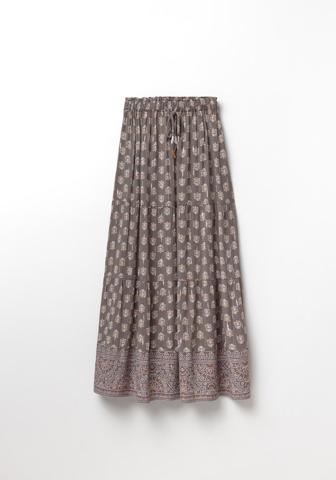 Printed Lurex Skirt - Green