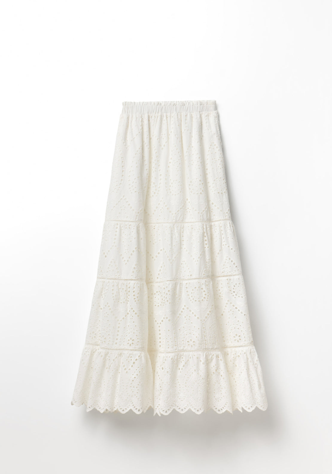 Cotton Schiffli Skirt - White