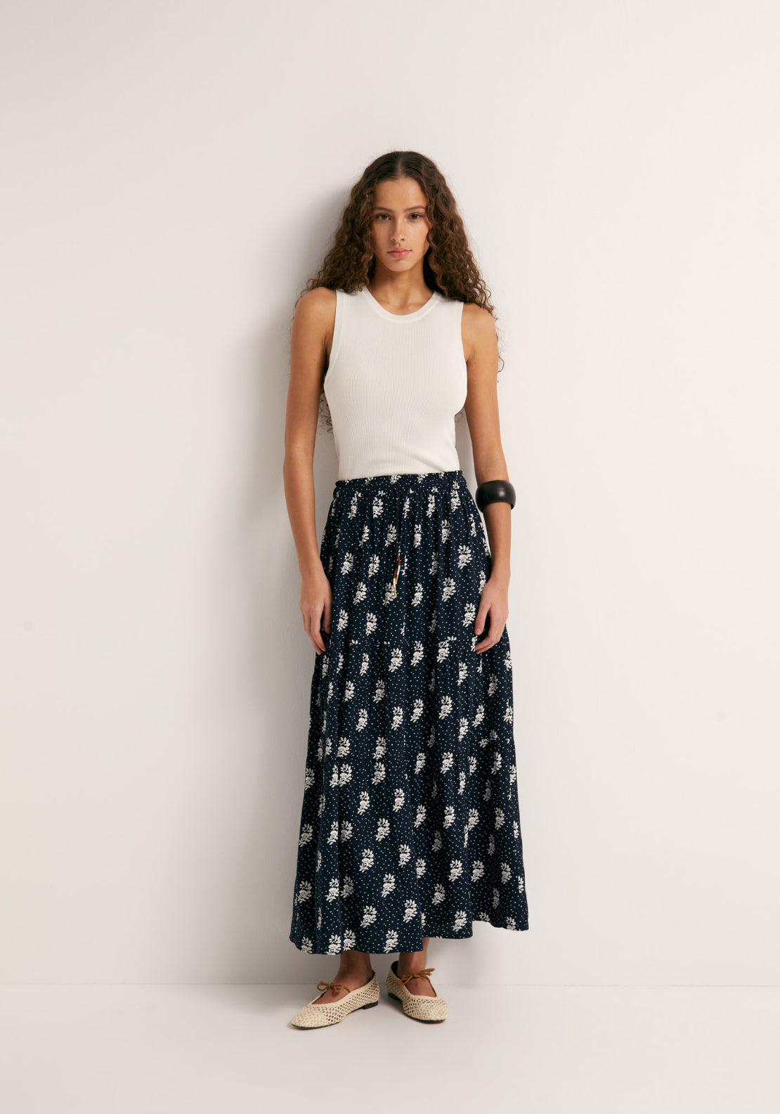 Printed Maxi Skirt - Blue