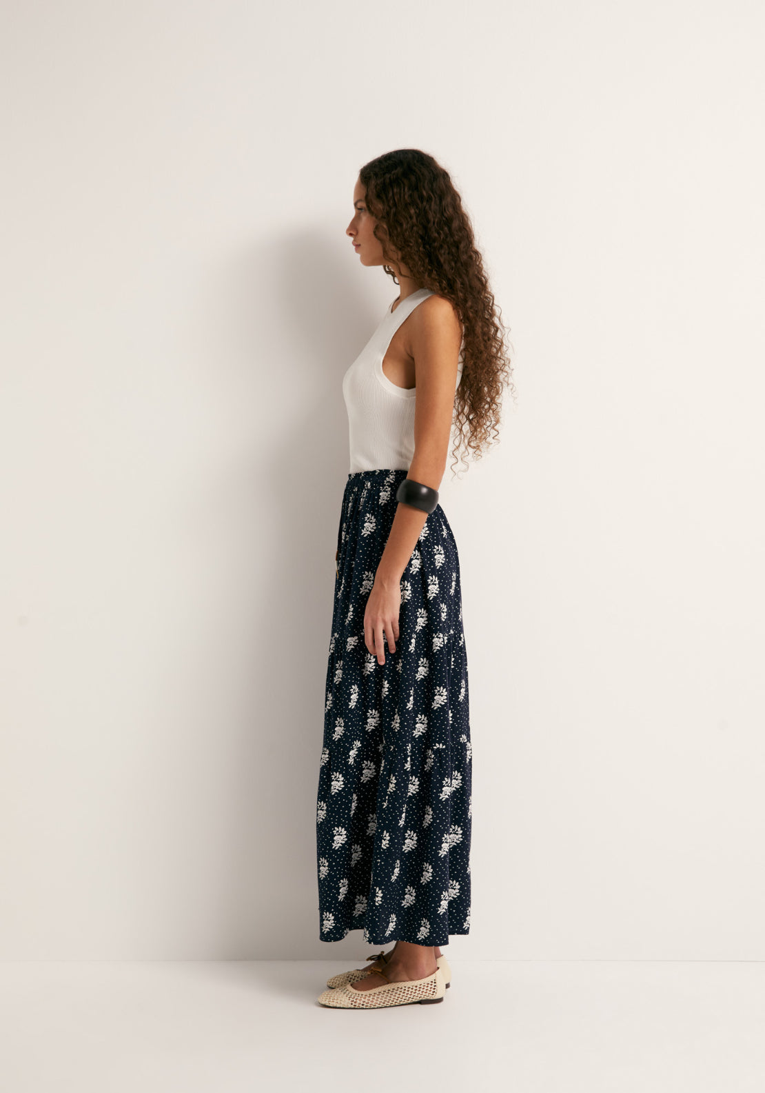 Printed Maxi Skirt - Blue