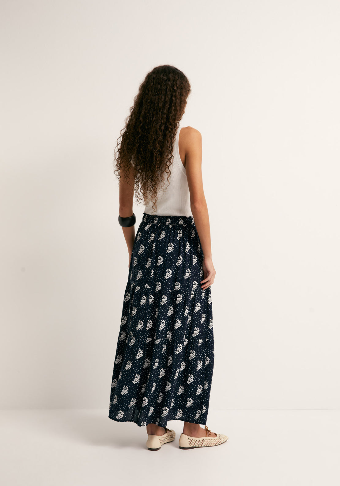 Printed Maxi Skirt - Blue