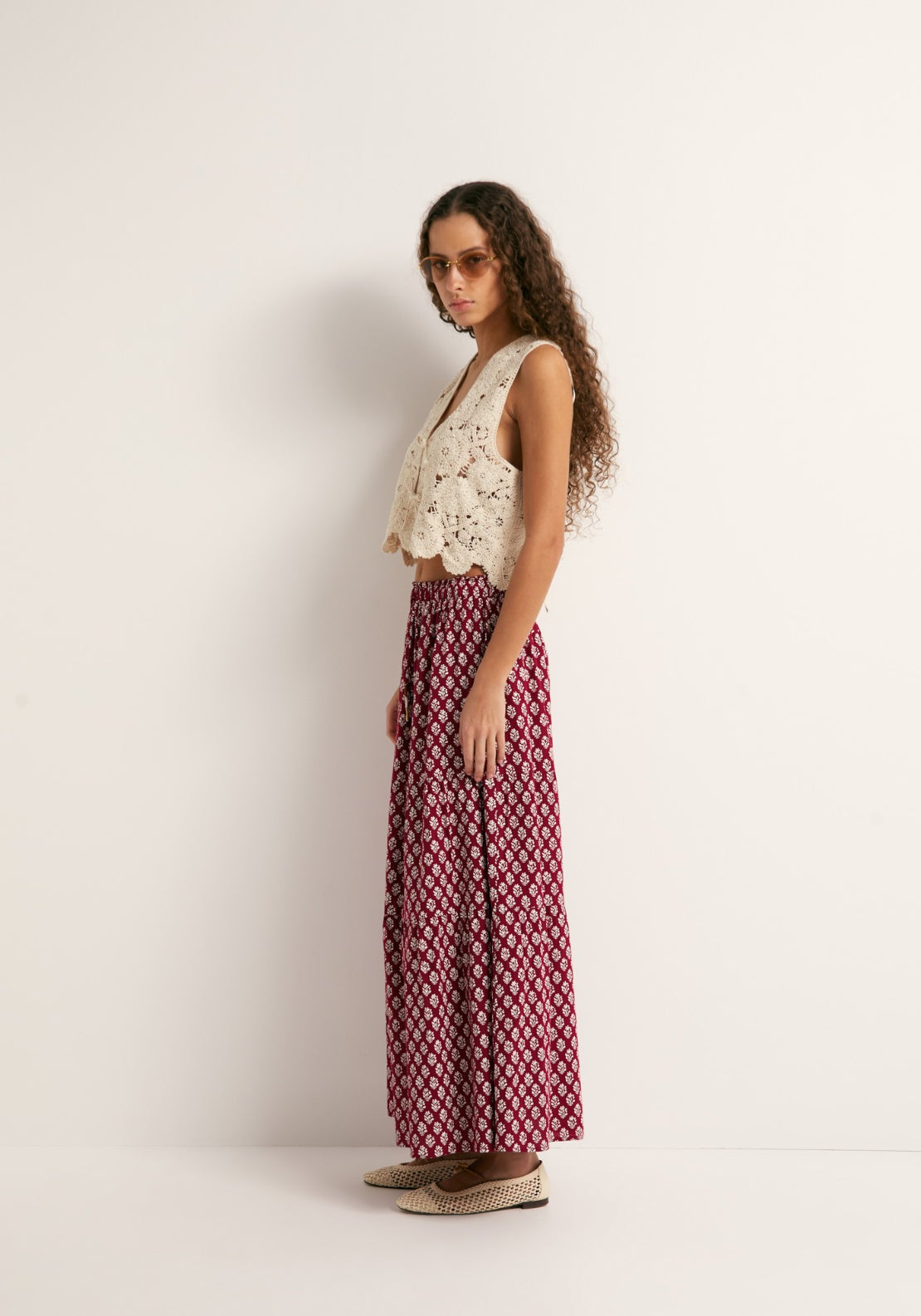 Printed Maxi Skirt - Red
