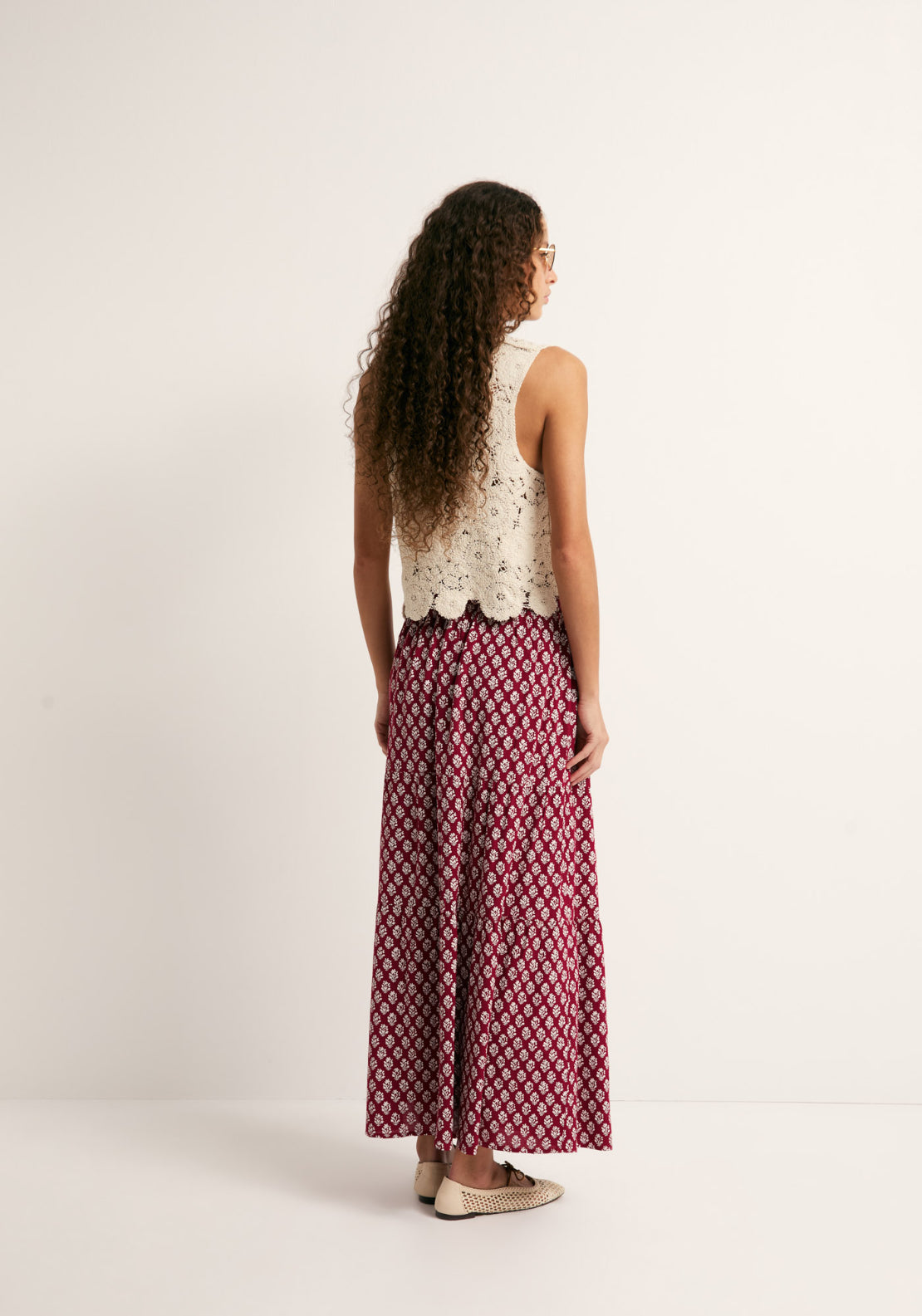 Printed Maxi Skirt - Red