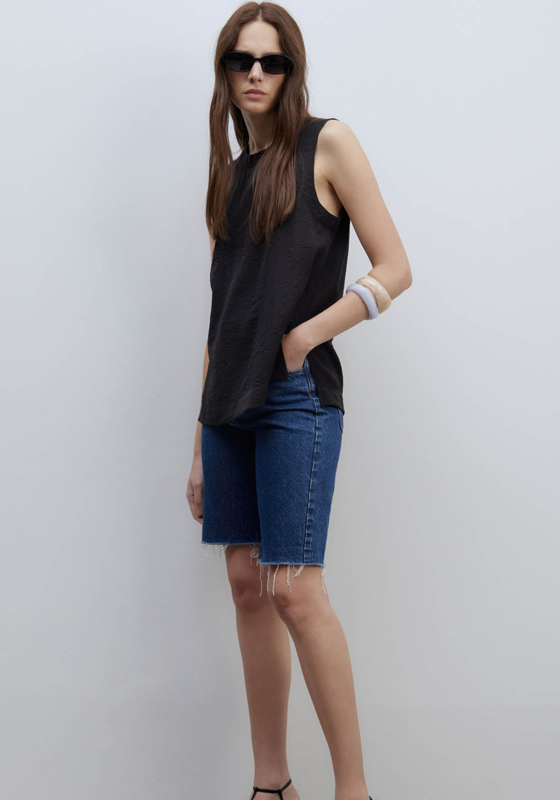 Sfera Wrinkle-Effect Top - Black 1 Shaws Department Stores