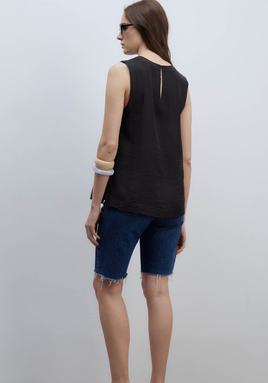 Sfera Wrinkle-Effect Top - Black 2 Shaws Department Stores