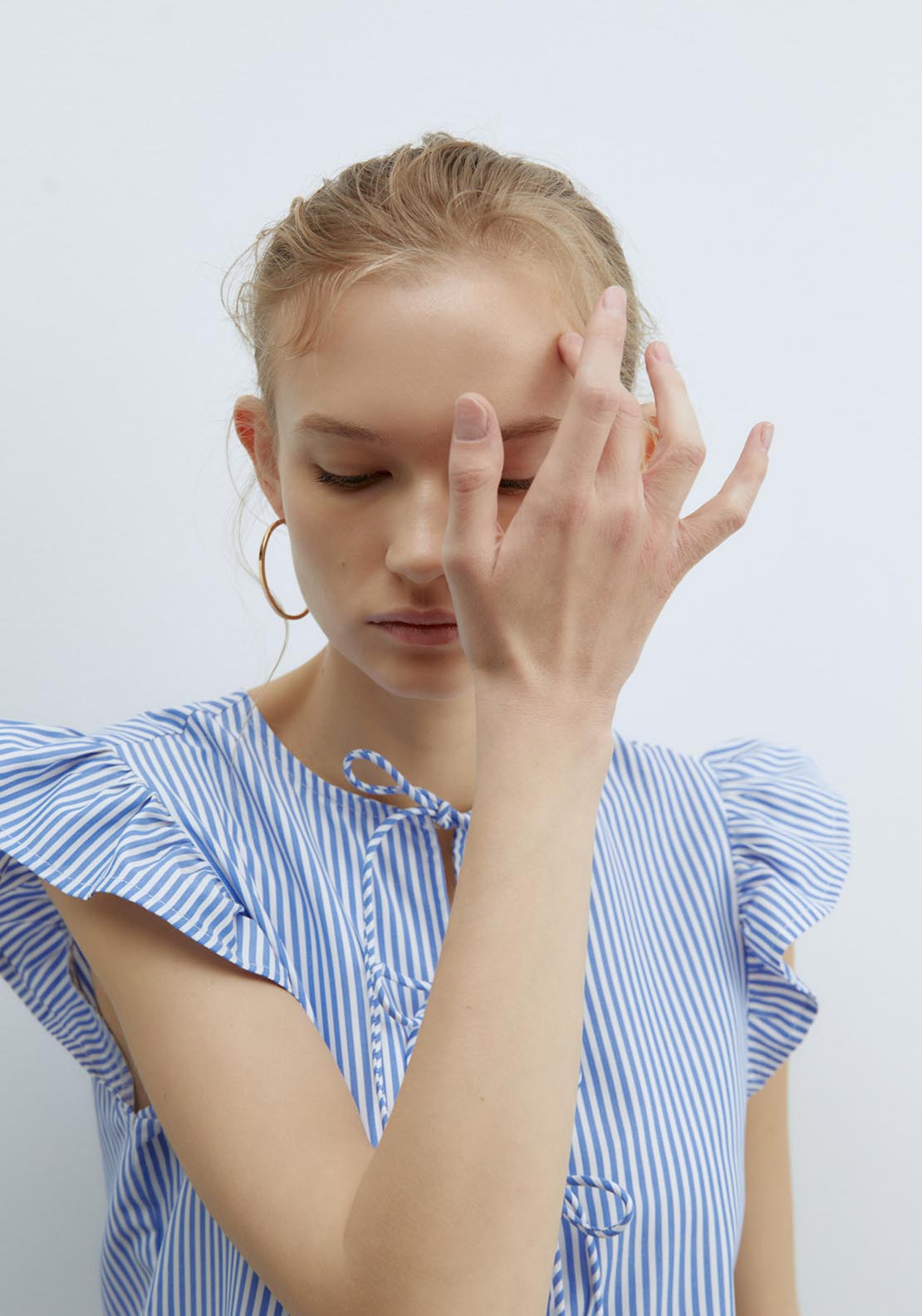 Sfera Ties Embroidered Top - Print Blue 4 Shaws Department Stores