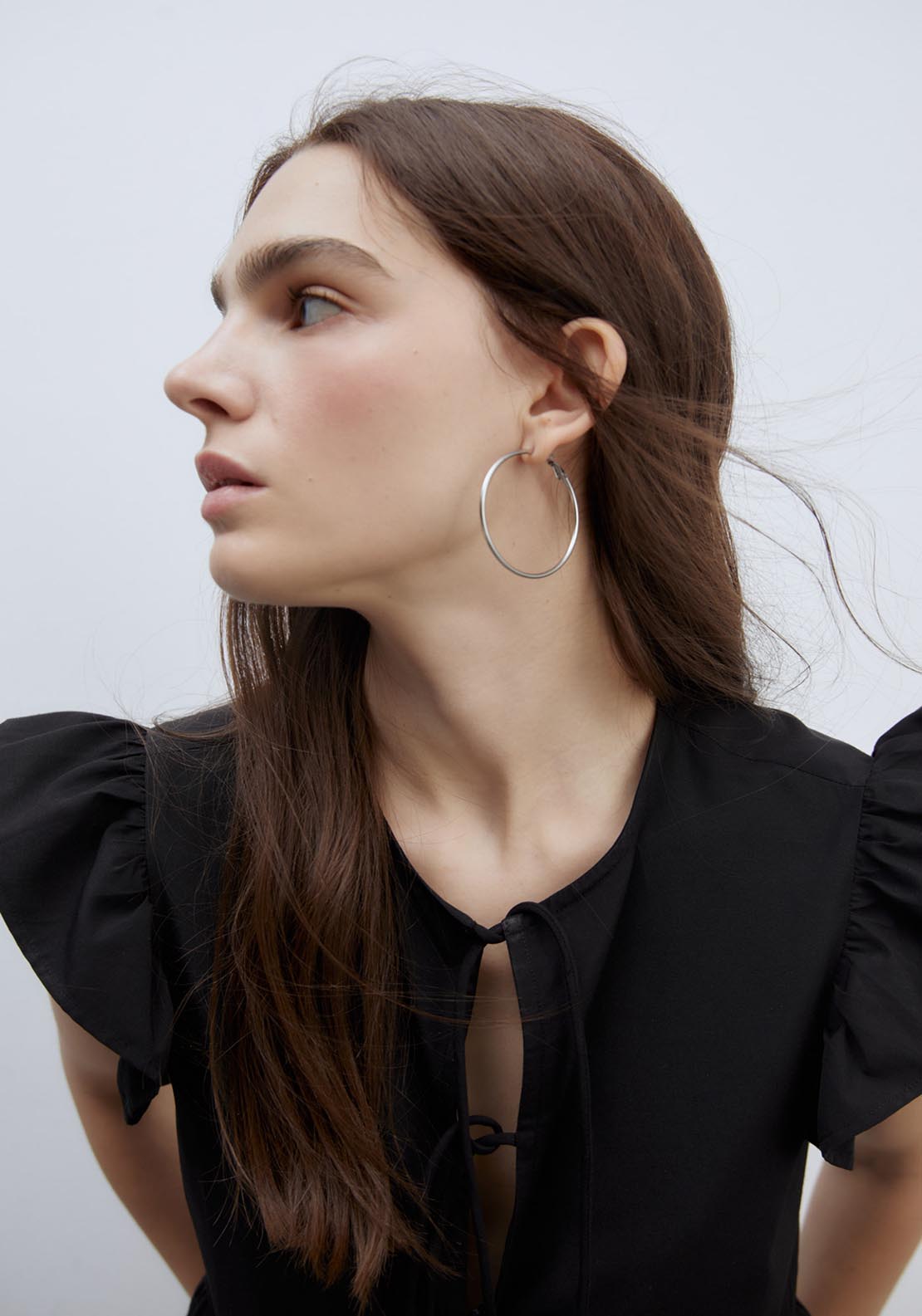 Sfera Ties Embroidered Top - Black 4 Shaws Department Stores