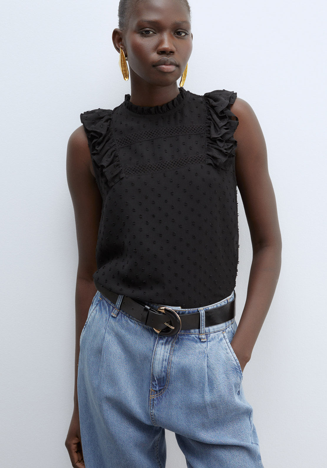 Sfera Plumetis Lace Top - Black 4 Shaws Department Stores