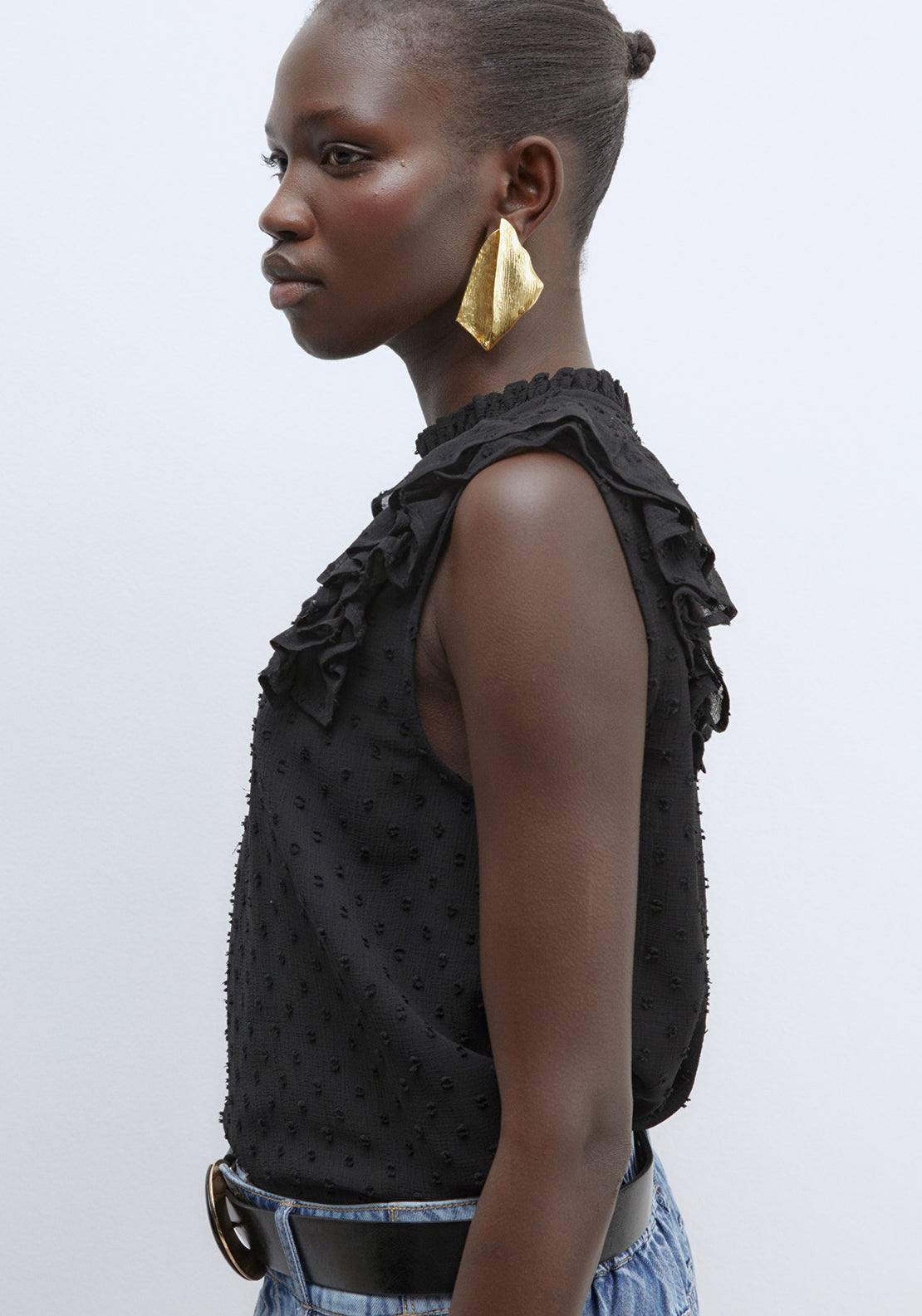 Sfera Plumetis Lace Top - Black 3 Shaws Department Stores