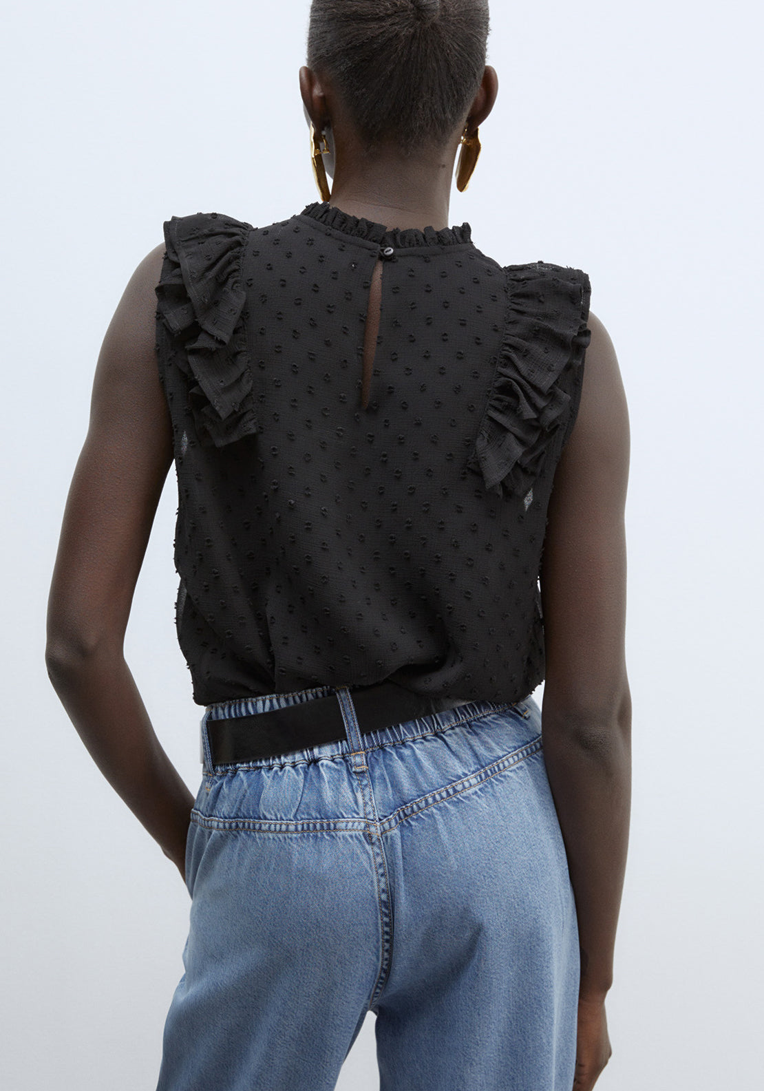 Sfera Plumetis Lace Top - Black 2 Shaws Department Stores