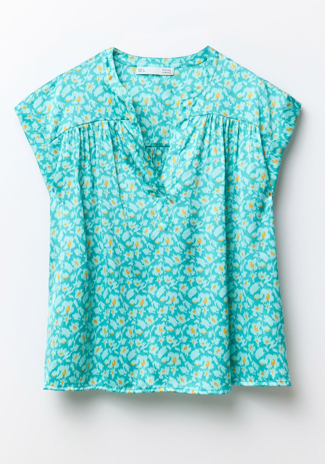 Sfera Printed Shiny Top - Green 6 Shaws Department Stores