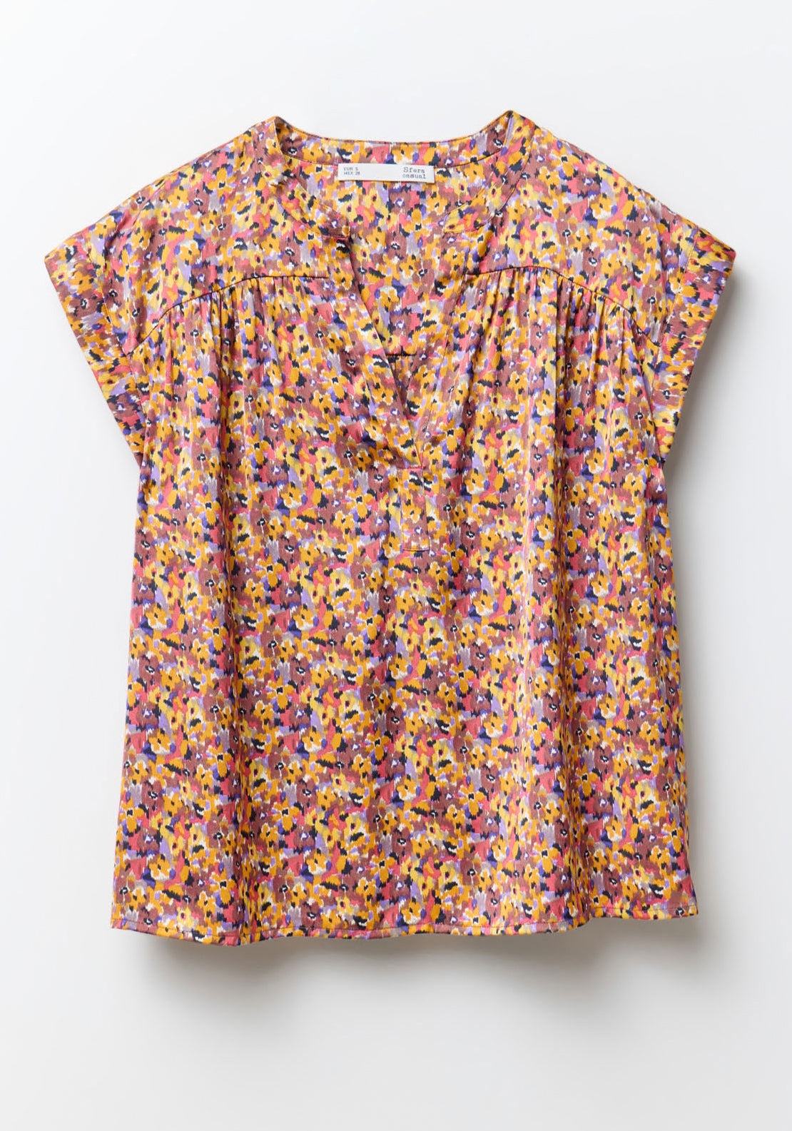 Sfera Printed Shiny Top - Mustard 6 Shaws Department Stores