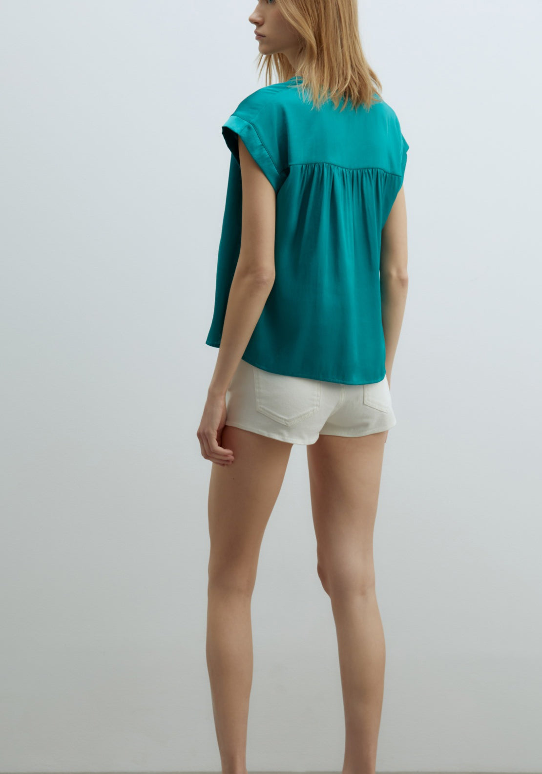 Sfera Printed Shiny Top - Green 2 Shaws Department Stores