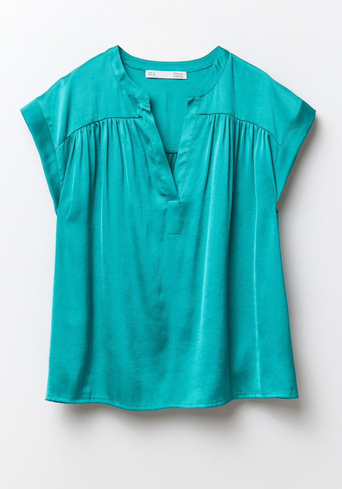 Sfera Printed Shiny Top - Green 5 Shaws Department Stores
