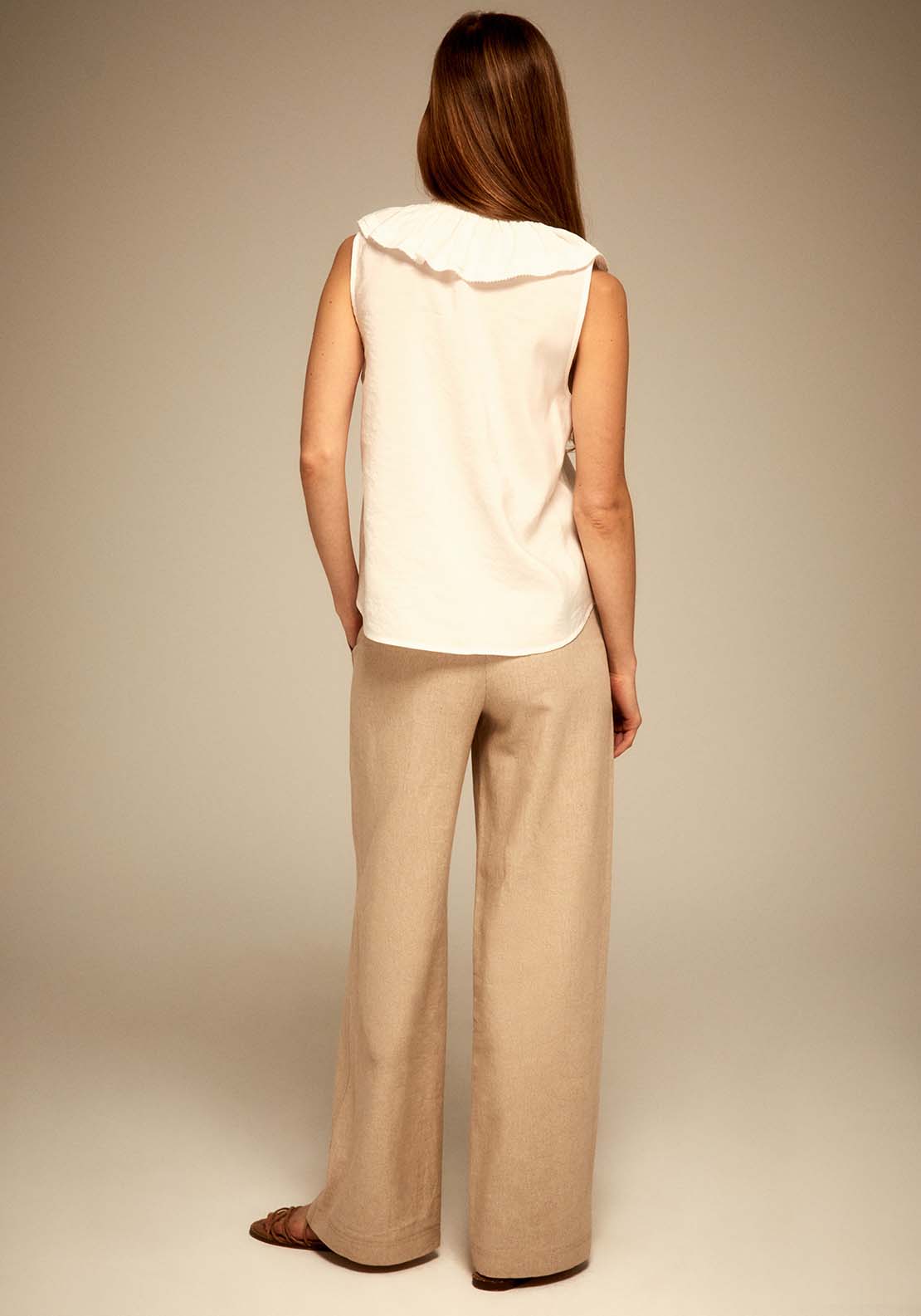 Sfera V-Neck Ruffled Blouse - Off White 2 Shaws Department Stores