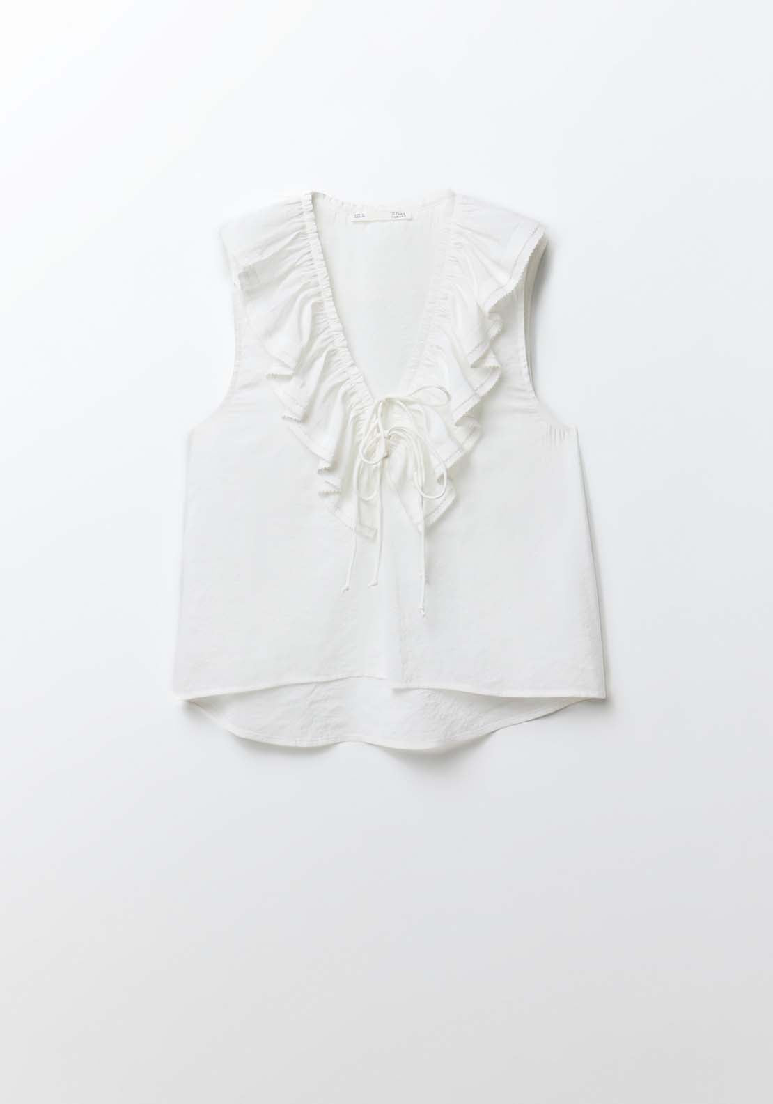 Sfera V-Neck Ruffled Blouse - Off White 5 Shaws Department Stores