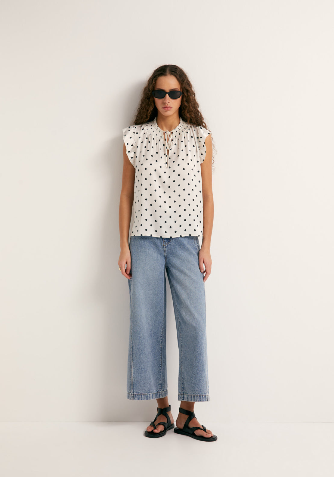 Sfera Printed Flowy Top - Tie Neck 4 Shaws Department Stores