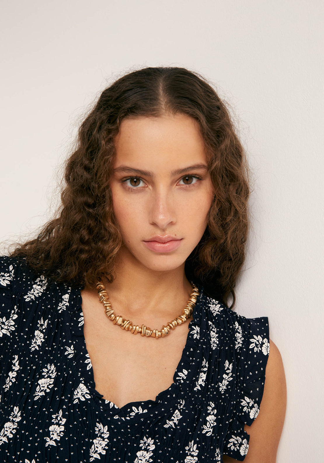 Printed Ruffle Top - Blue
