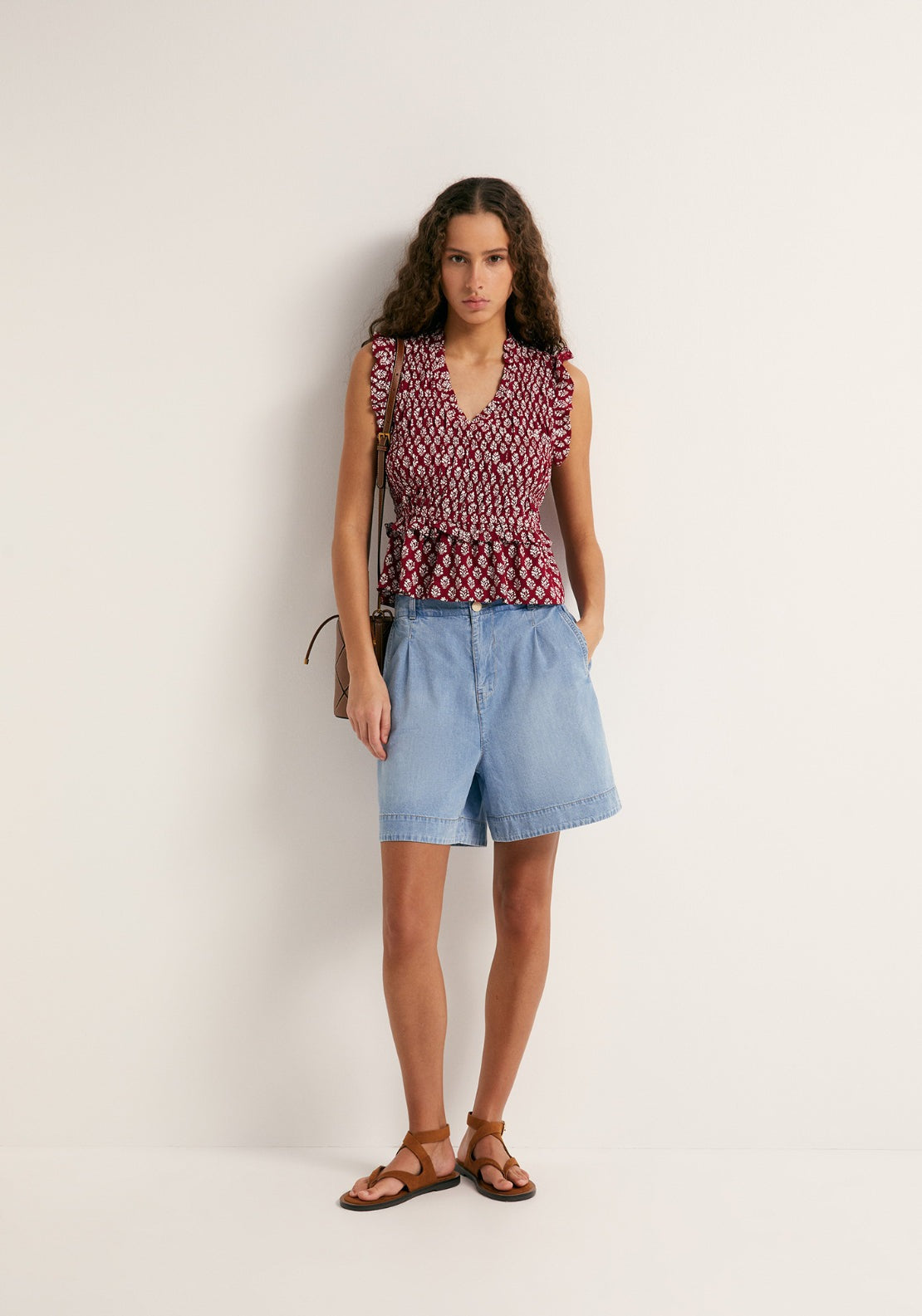 Printed Ruffle Top - Red