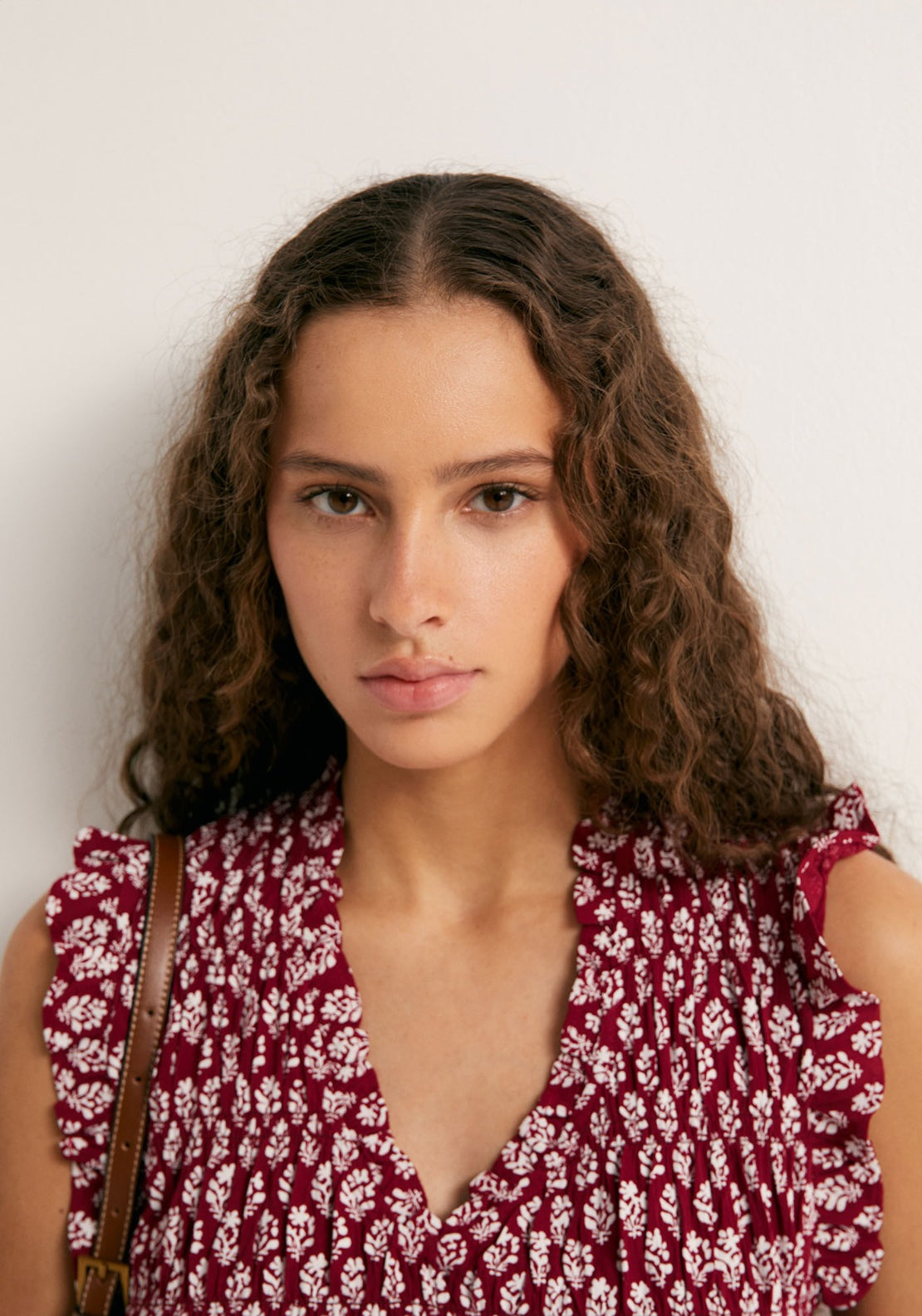 Printed Ruffle Top - Red