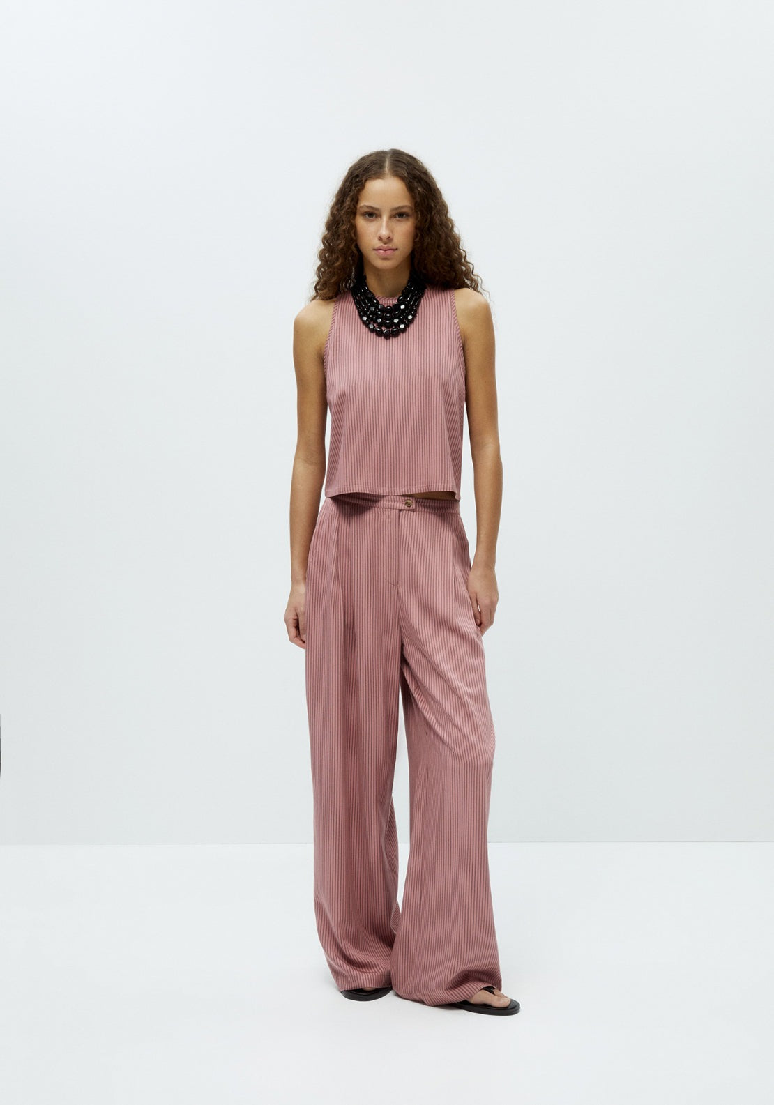 Striped Sleeveless Top - Pink