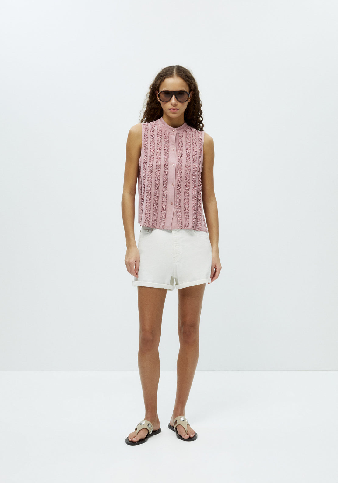 Sleeveless Frilly Top - Pink