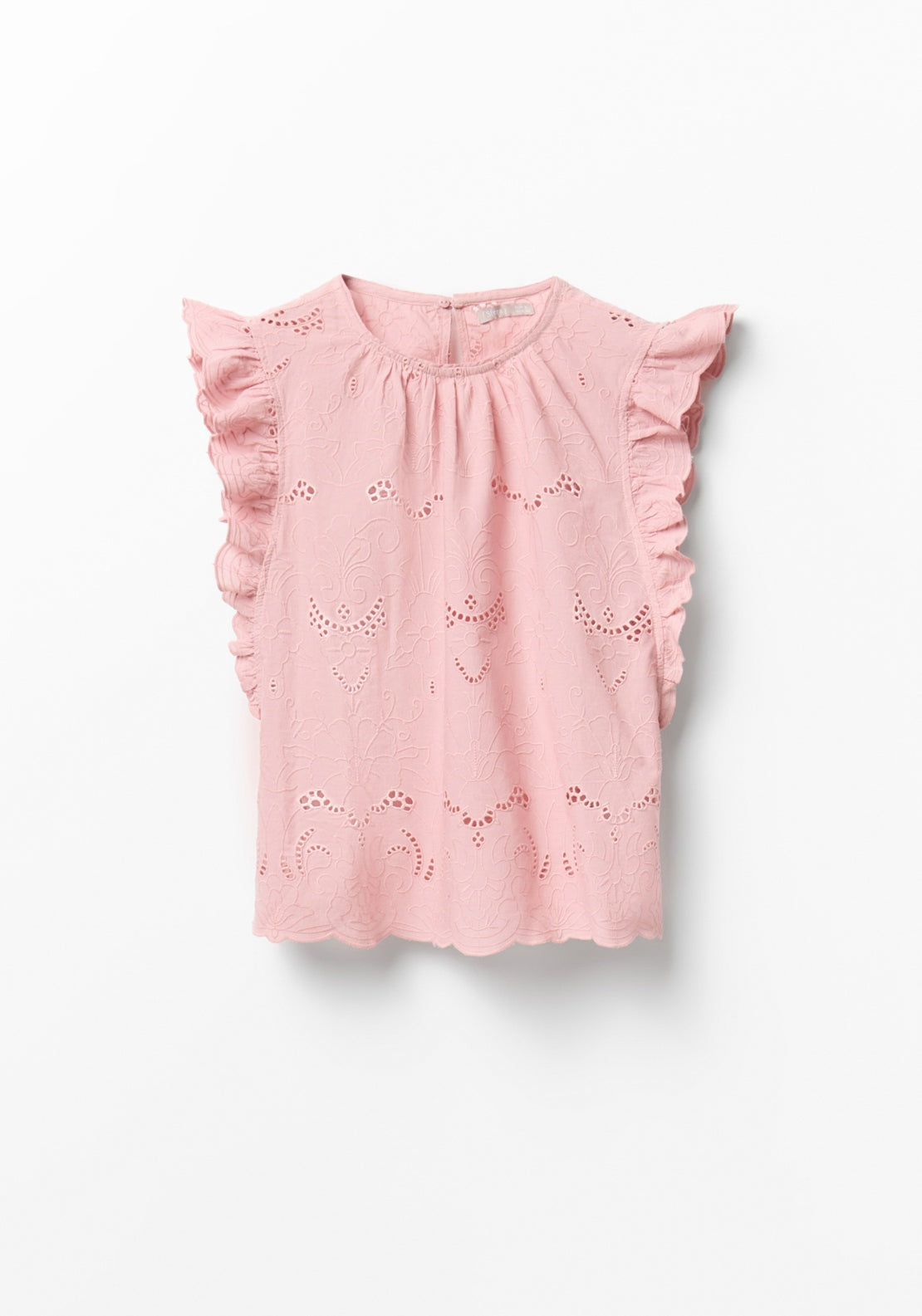 Embroidered Ruffled Blouse - Pink
