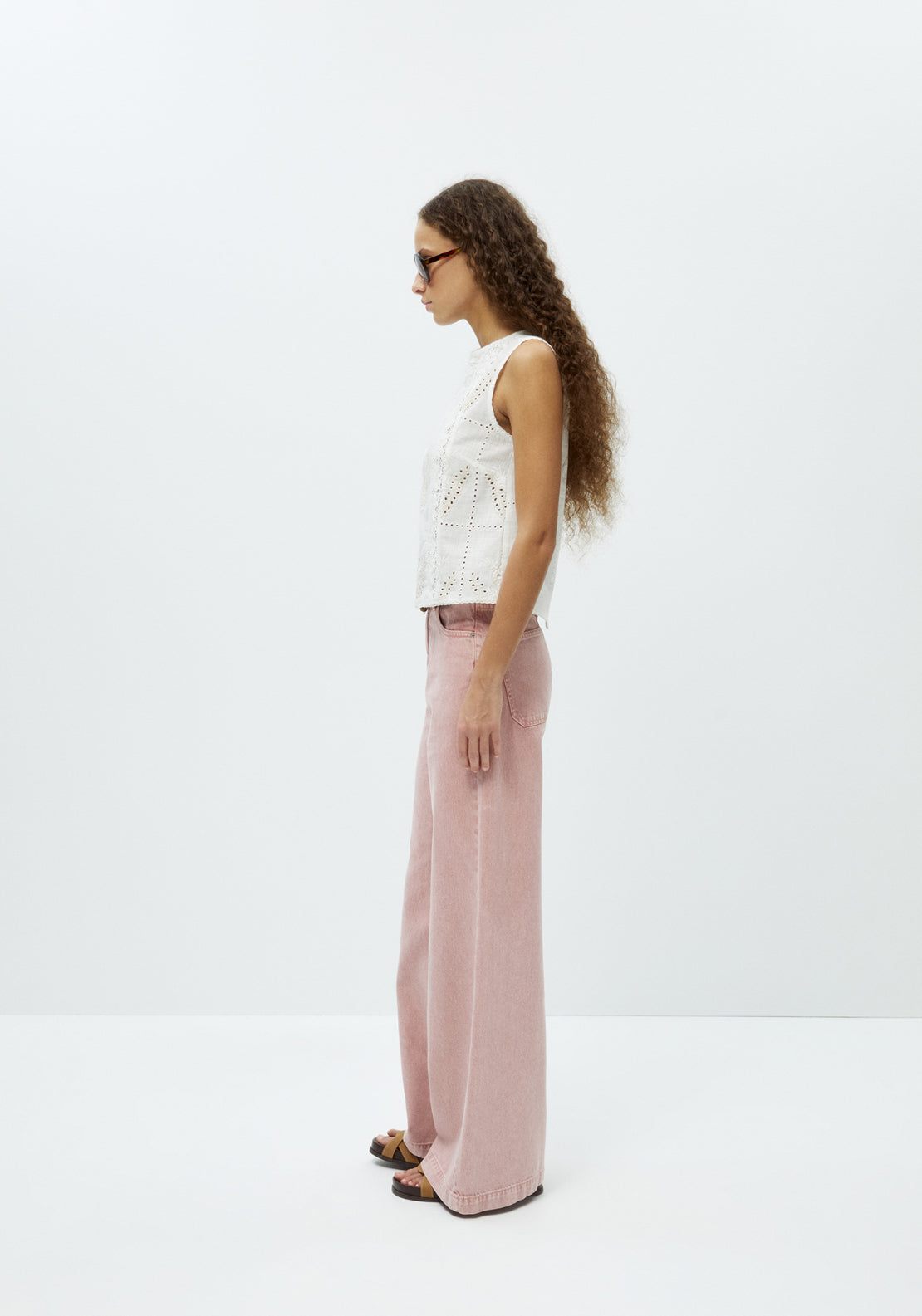 Schiffli Embroidery Blouse - White