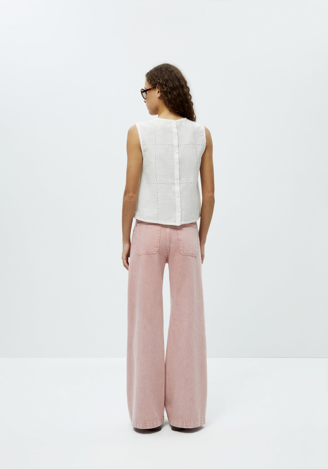Schiffli Embroidery Blouse - White