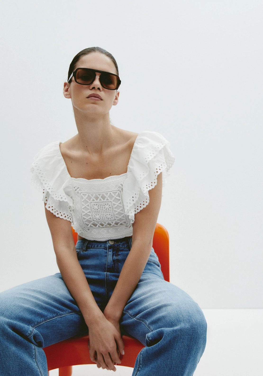 Butterfly Scarf Top - White