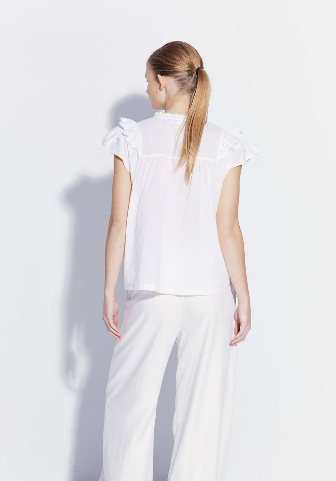 Sfera Ruffled plumetis blouse - White 4 Shaws Department Stores
